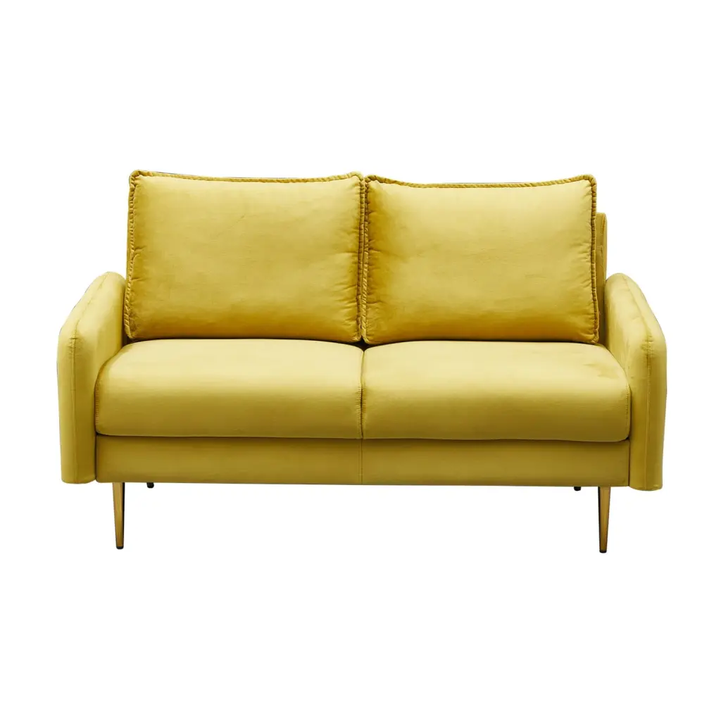 Hybition Velvet Loveseat Modern Sofa Metal Legs Living Room Ginger