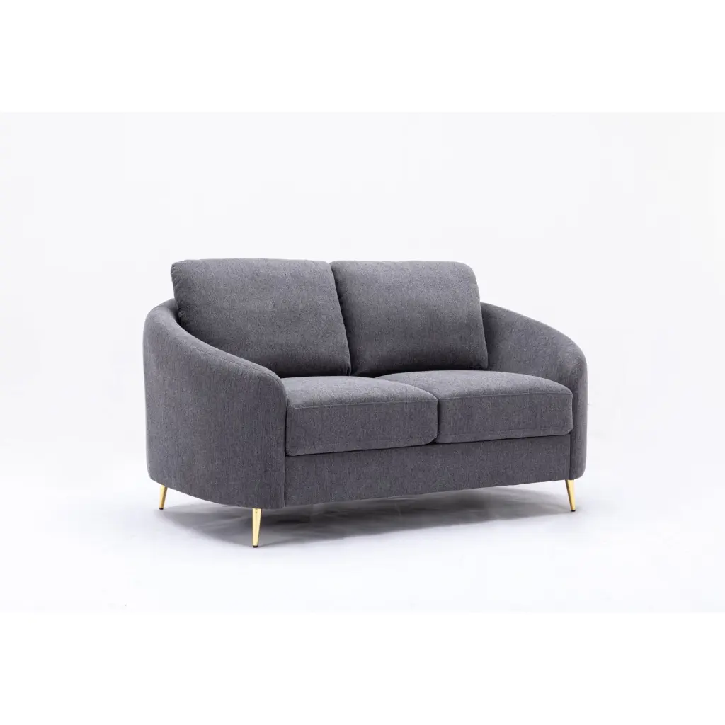 Gray Linen Loveseat Modern 2-Seater Sofa Living Room or Bedroom Jamini