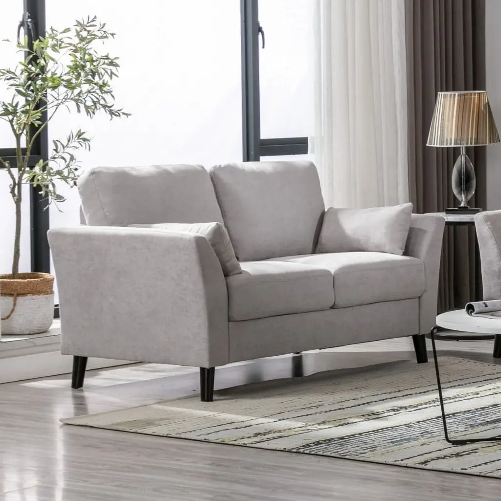 57 Light Gray Woven Fabric Loveseat Living Room Jamini
