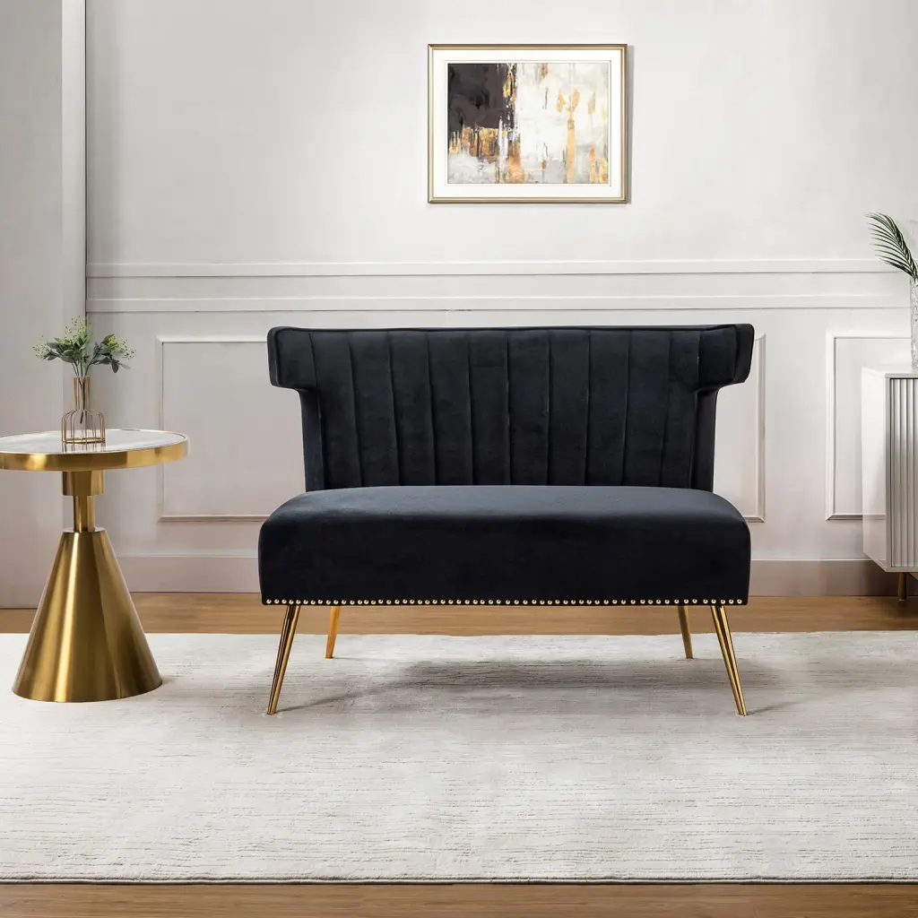 Aeneas Armless Loveseat Black Modern Sofa Apartment Living JSY Home Design