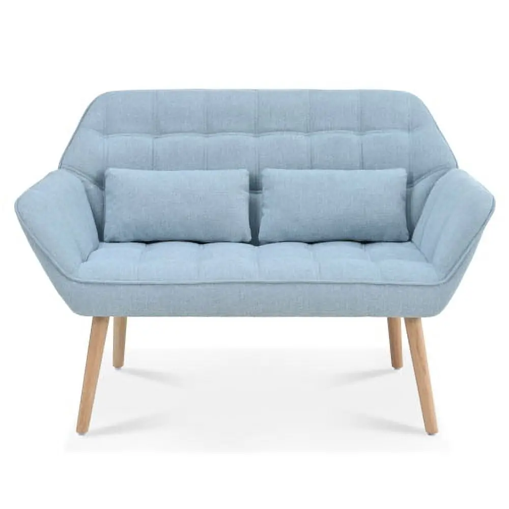 50 W Comfy Loveseat Sofa 2 Pillows Small Couch 2-Seater Living Room JUHOO