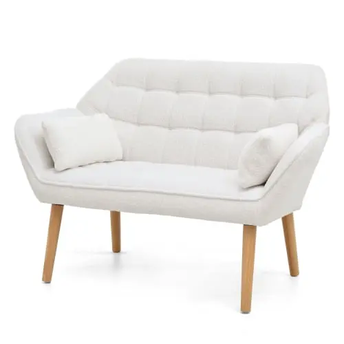 50 W Comfy Loveseat Sofa 2 Pillows Small Couch 2-Seater Living Room JUHOO