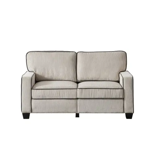 Living Room Loveseat Sofa Storage - Dark Grey Corduroy Upholstered Two-Seater Couch JUHOO