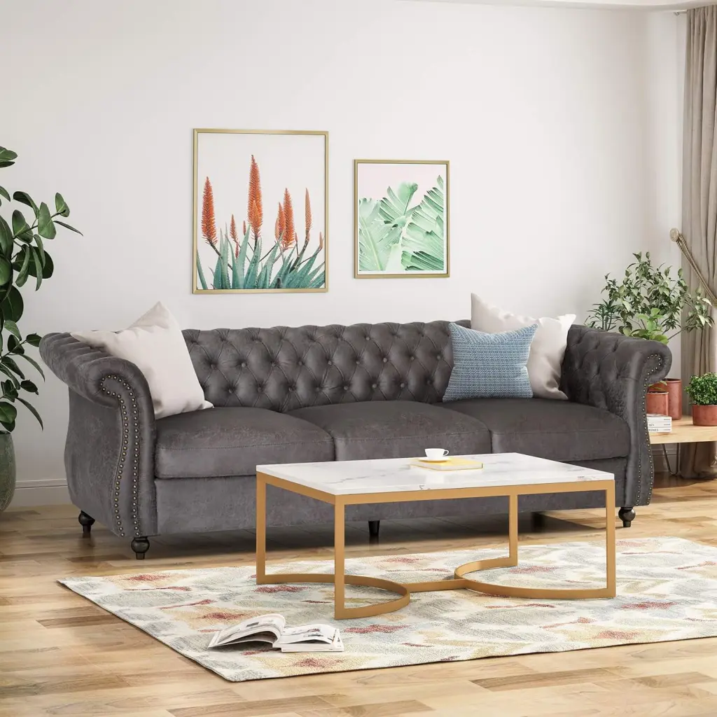 Kadyn Grey Couch Loveseat Sofa - Comfy 2-Seater Sofa Fast Assembly Living Room