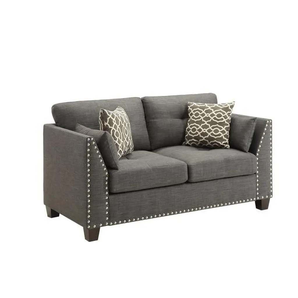 Light Charcoal Linen Loveseat Modern Living Room KD Estanteria