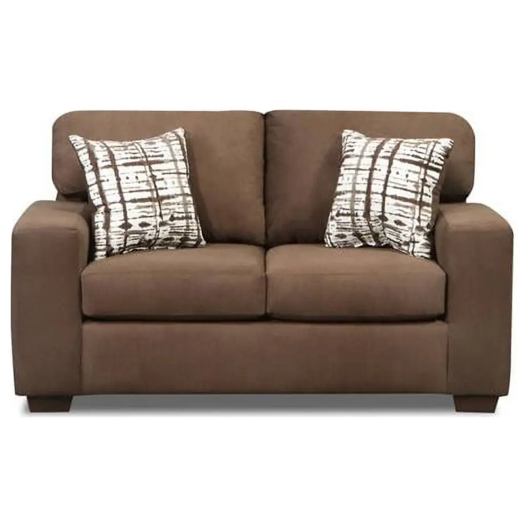Caleb Loveseat Sofa Brown Fabric Modern Living Room KD Gabinete