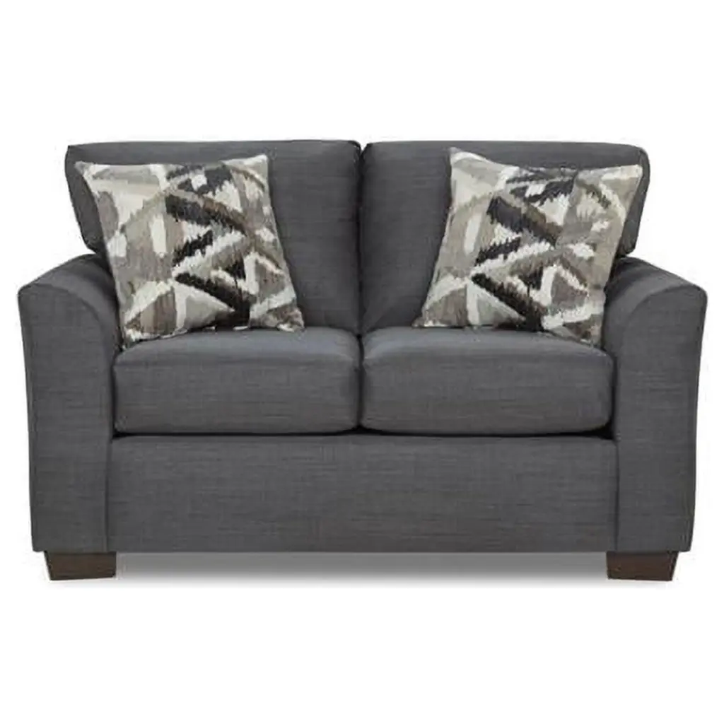 William Loveseat Sofa Charcoal - Contemporary Two-Seater Couch Durable Fabric KD Gabinete