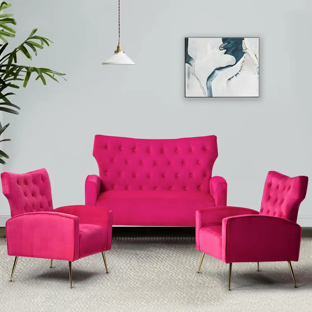 LANTRO JS Phantasos 48 Loveseat Tufted Back and Metal Legs Modern Living Room