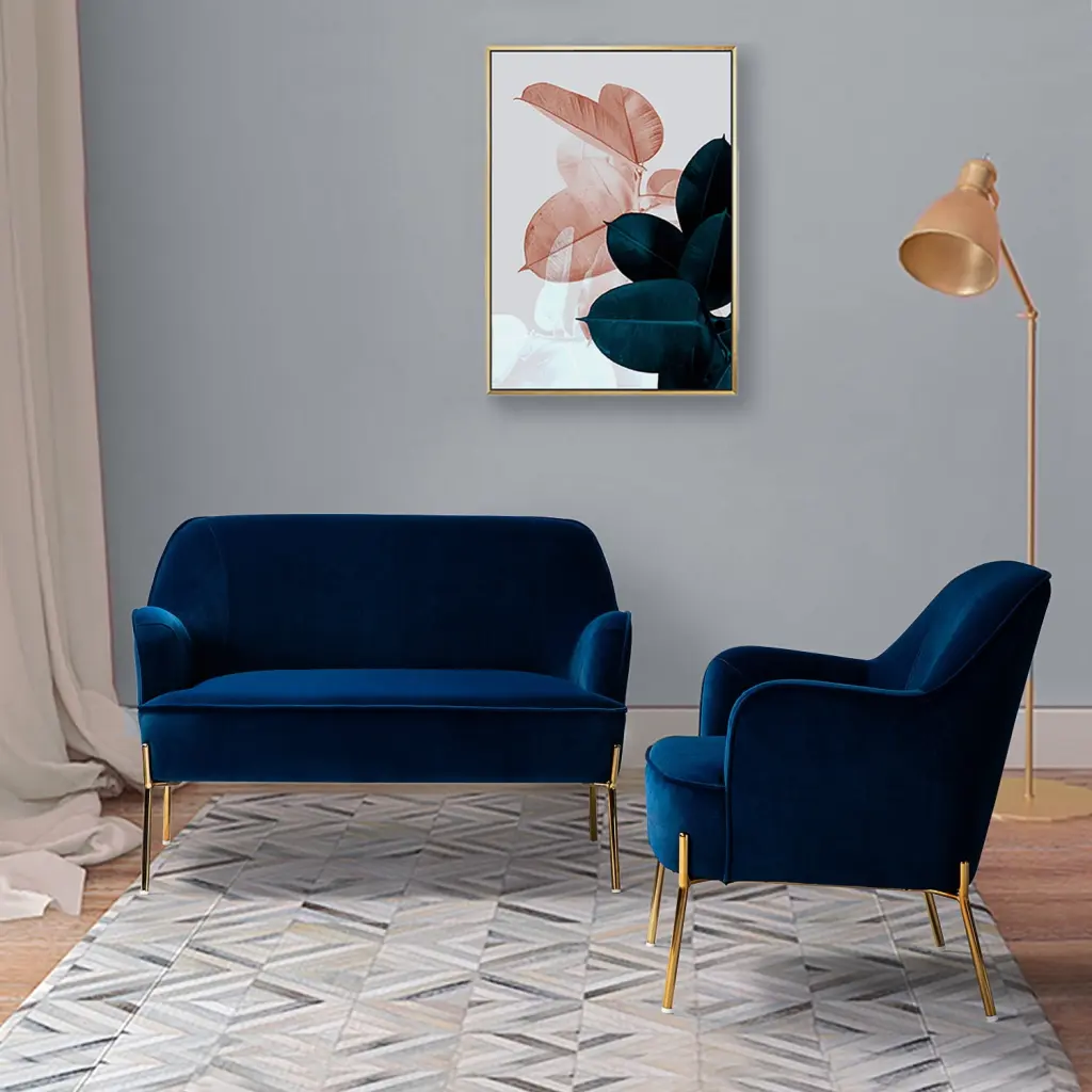 Semele Loveseat Sofa Piped Edges Design - Contemporary 2-Seater Couch Lantro JS