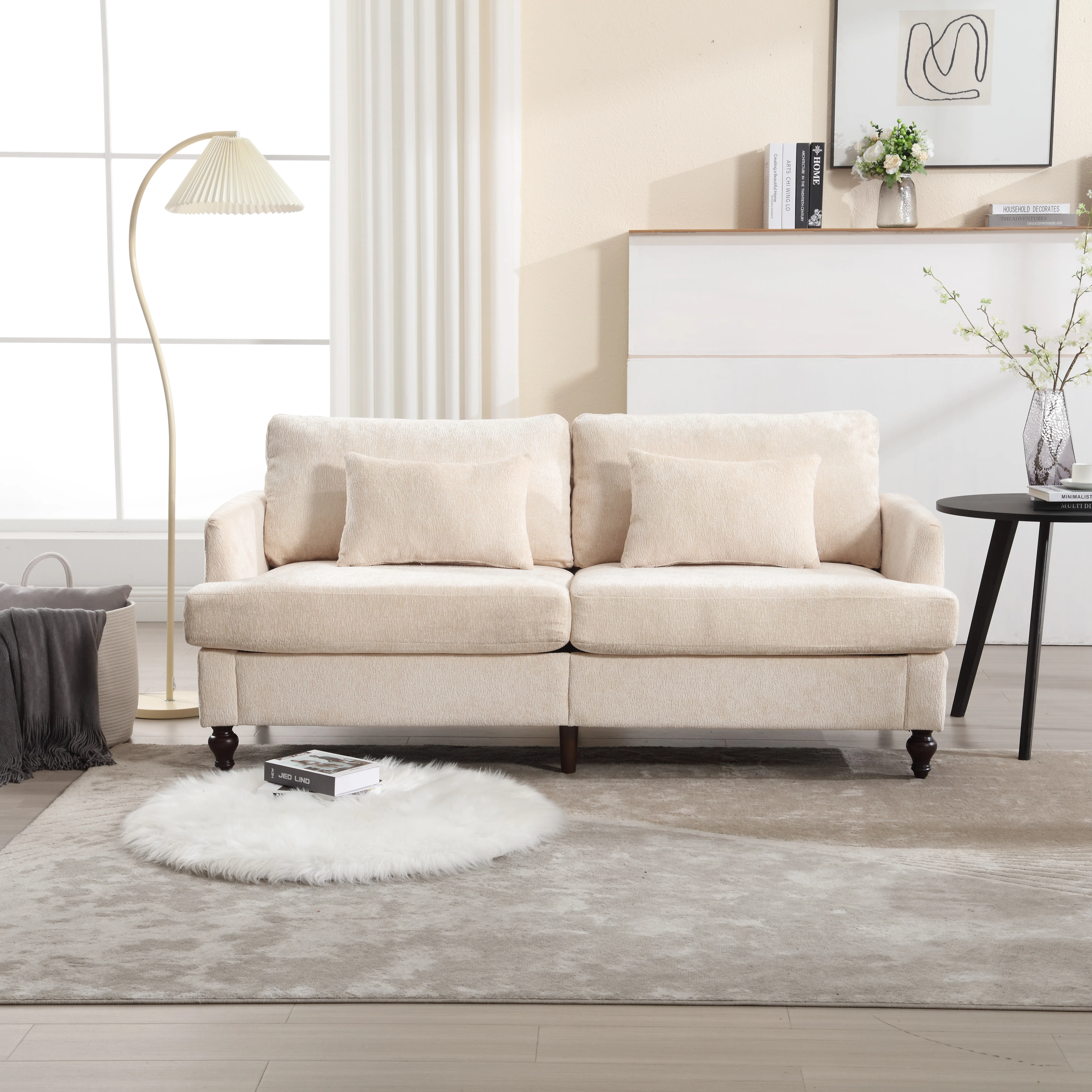 Modern Chenille Fabric Loveseat 2-Seat Upholstered Loveseat Sofa Modern Couch Leadbon
