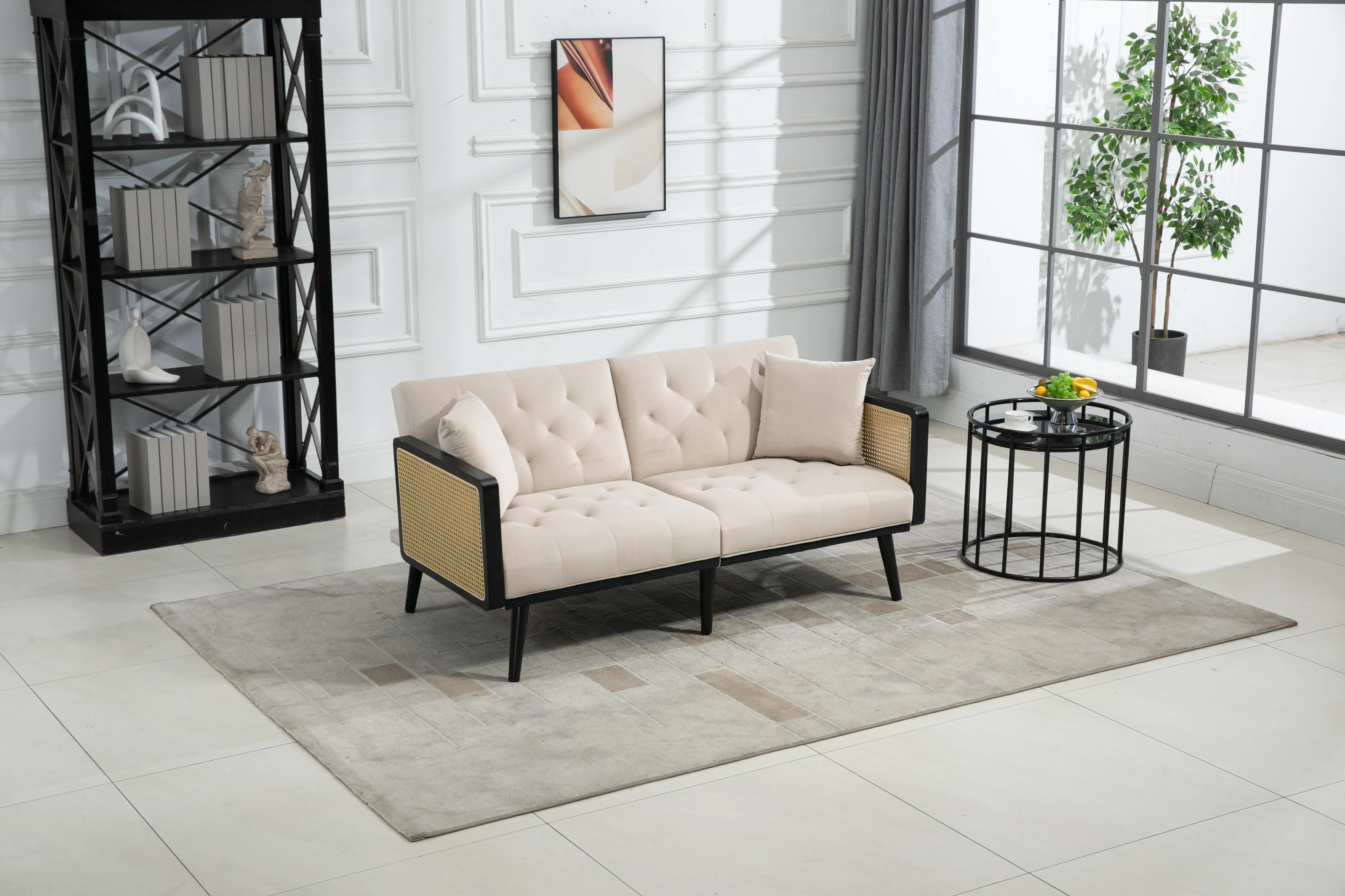 Velvet Accent Loveseat Sofa Metal Feet - Stylish Upholstered Small Space Couch Living Room or Bedroom Leadbon