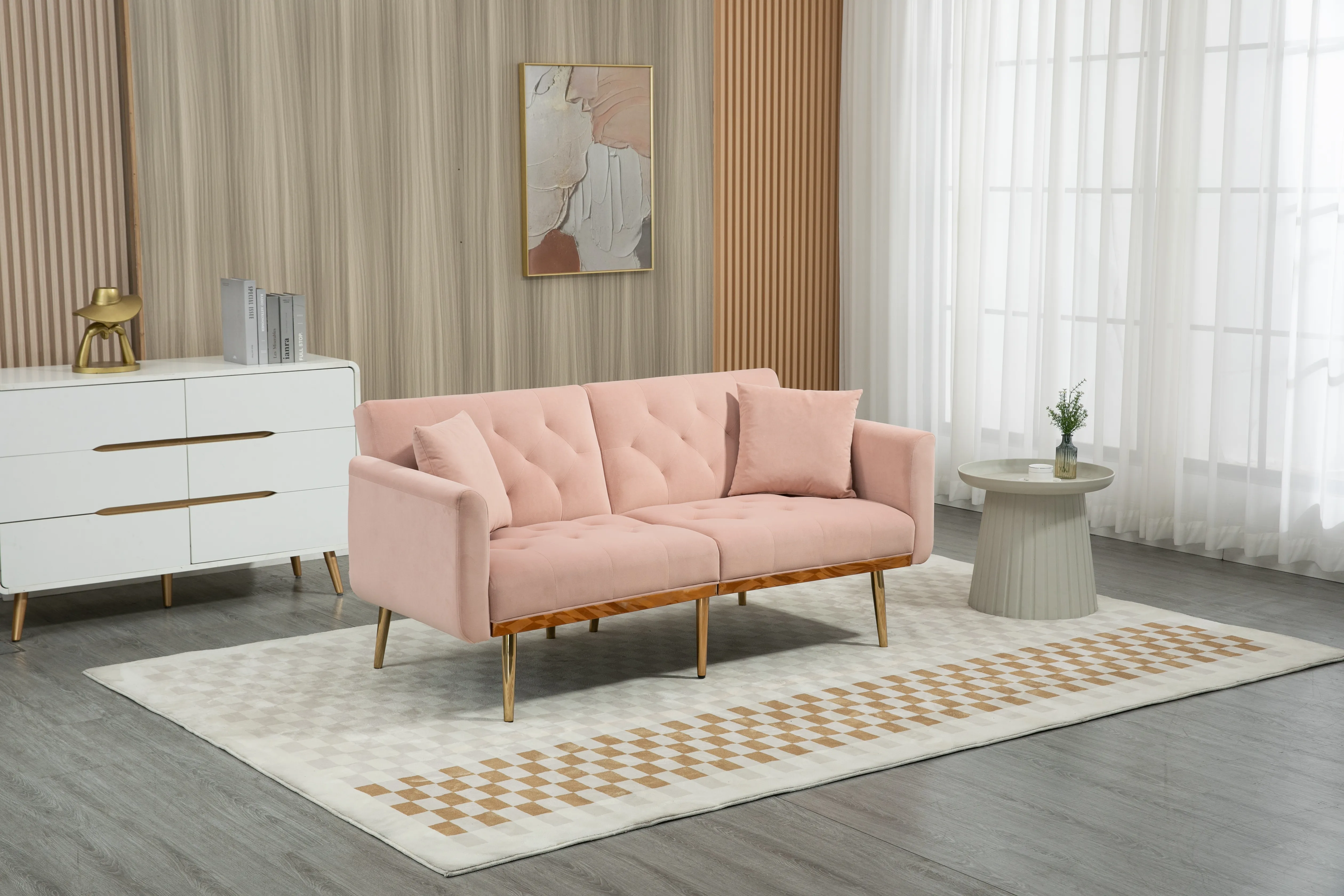 Velvet Sofa Accent Loveseat Metal Feet Living Room Leadbon