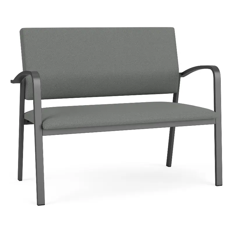 Lesro Newport 2-Seat Fabric Reception Loveseat Gray Charcoal Business Furniture