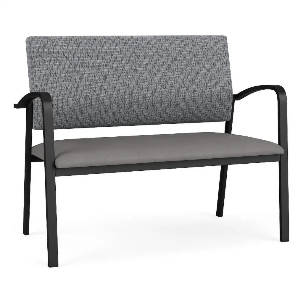 Lesro Newport 2-Seat Polyurethane Reception Loveseat Black Gray Professional Spaces