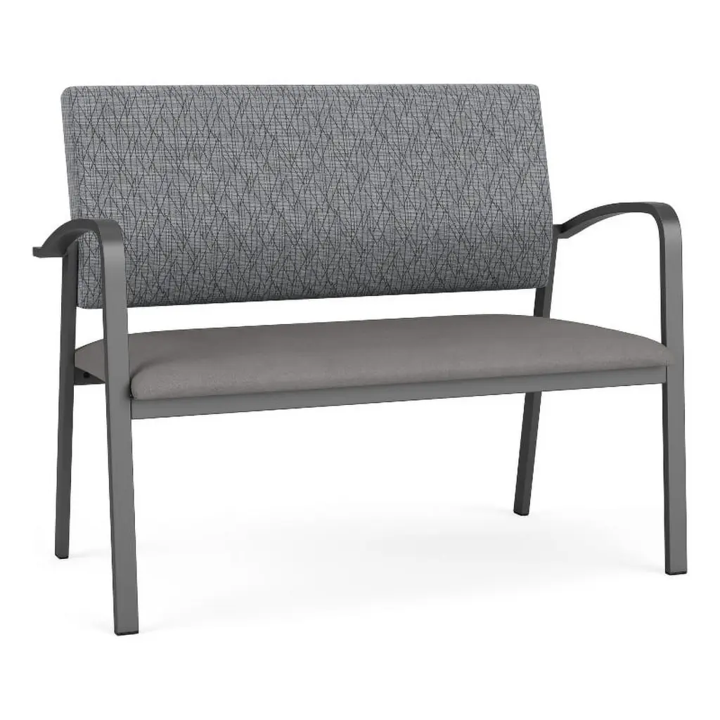 Lesro Newport 2-Seat Polyurethane Reception Loveseat Charcoal Gray Stylish Office Furniture