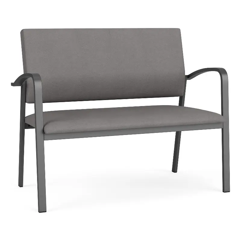 Lesro Newport 2-Seat Polyurethane Reception Loveseat Gray Charcoal Professional Office Sofa