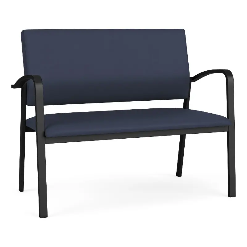 Lesro Newport 2-Seat Polyurethane Reception Loveseat Blue Black Modern Reception Sofa