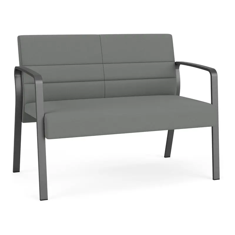 Lesro Waterfall Polyester Fabric Metal Reception Loveseat Gray Charcoal