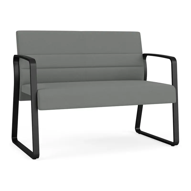 Lesro Waterfall Sled Base Polyester Fabric Metal Reception Loveseat Gray
