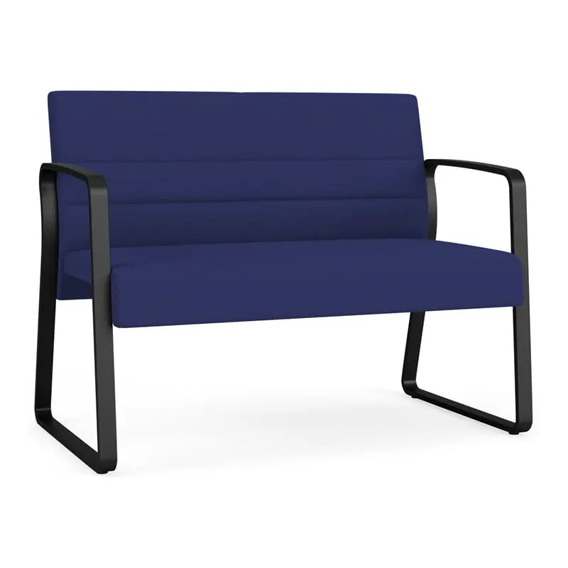 Lesro Waterfall Sled Base Polyester Fabric Metal Reception Loveseat Blue