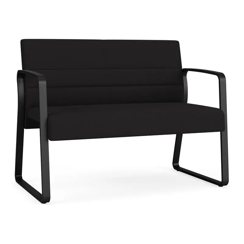 Lesro Waterfall Sled Base Polyester Fabric Metal Reception Loveseat Black