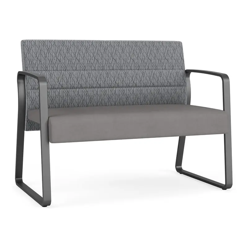 Lesro Waterfall Sled Base Polyurethane Metal Reception Loveseat Gray Charcoal - Modern Reception Seating