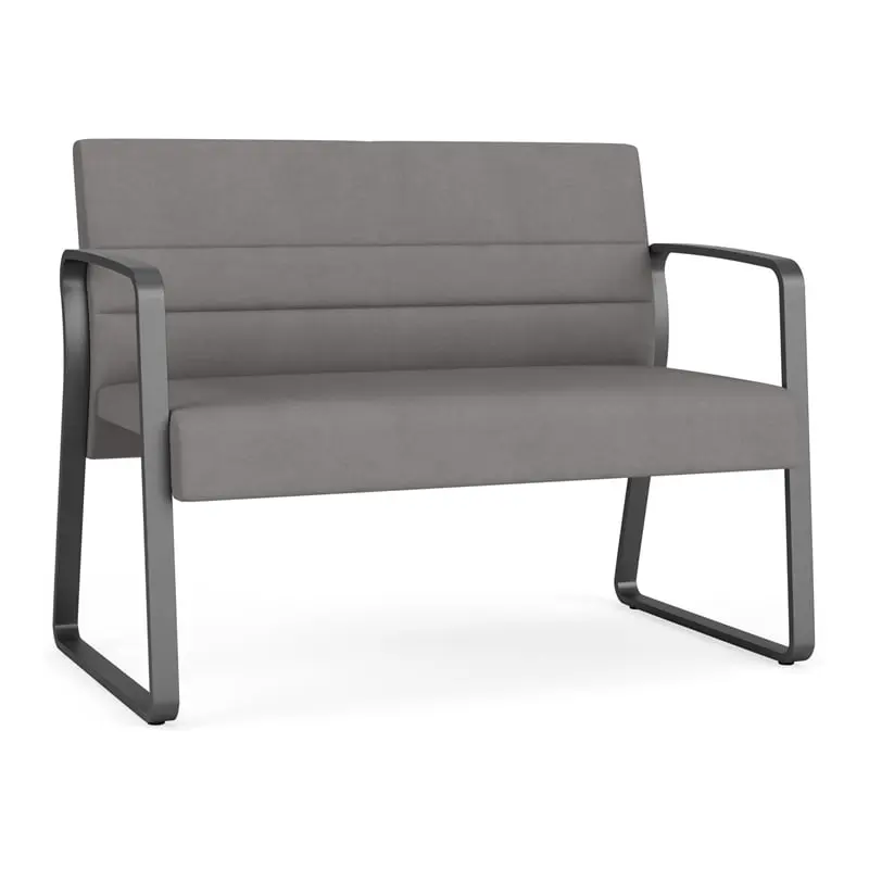 Lesro Waterfall Sled Base Polyurethane Reception Loveseat Gray Charcoal - High Quality Office Seating