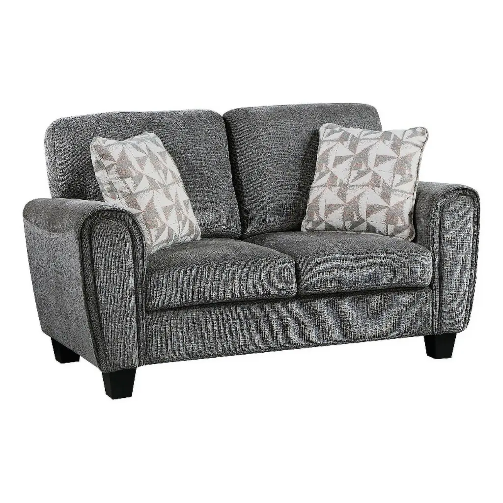 Lexicon Duncan Chenille Upholstered Love Seat Dark Gray - Plush Living Room Sofa
