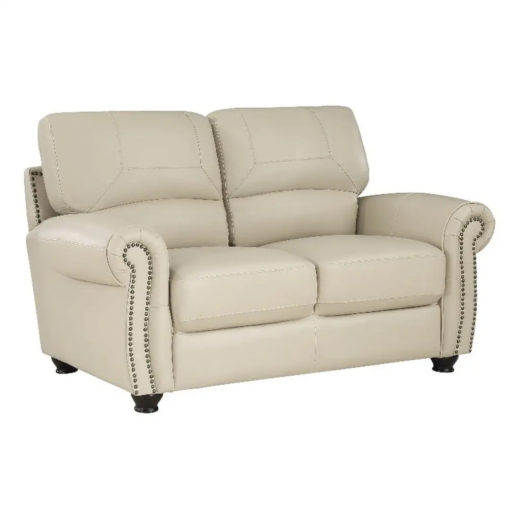 Lexicon Foxborough 21.5 Traditional Plywood and Leather Loveseat Cream