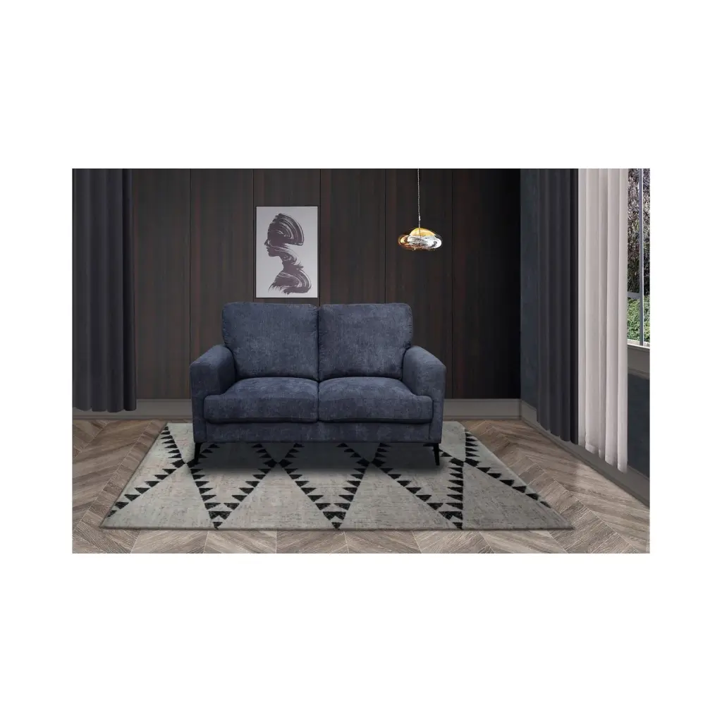 Jackson Black Chenille Loveseat Black Metal Legs - Stylish 2-Seater Sofa Lilola Home
