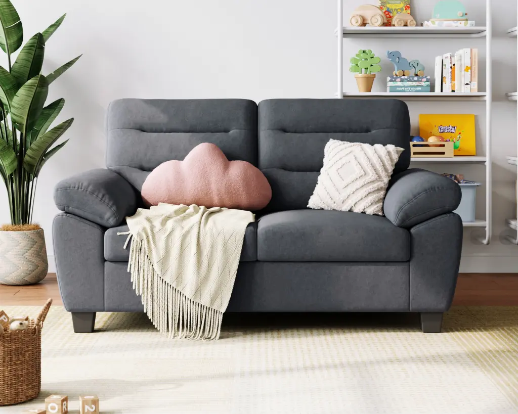 LINSY HOME Modern Loveseat Sofa Couch Living Room - 2 Seater Removable Pillows