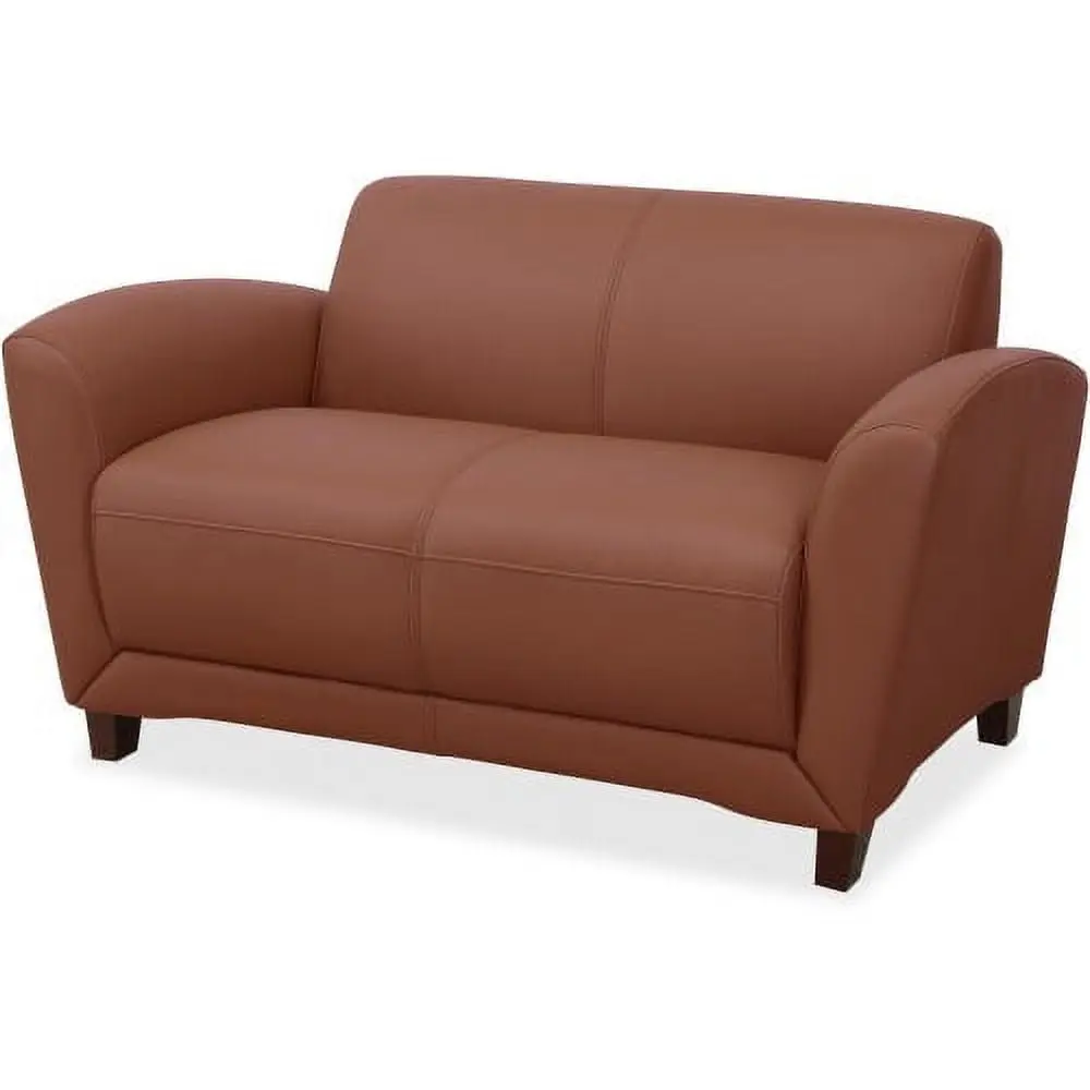 Lorell Mahogany Finish Reception Loveseat 55 x 31.5 x 34.5
