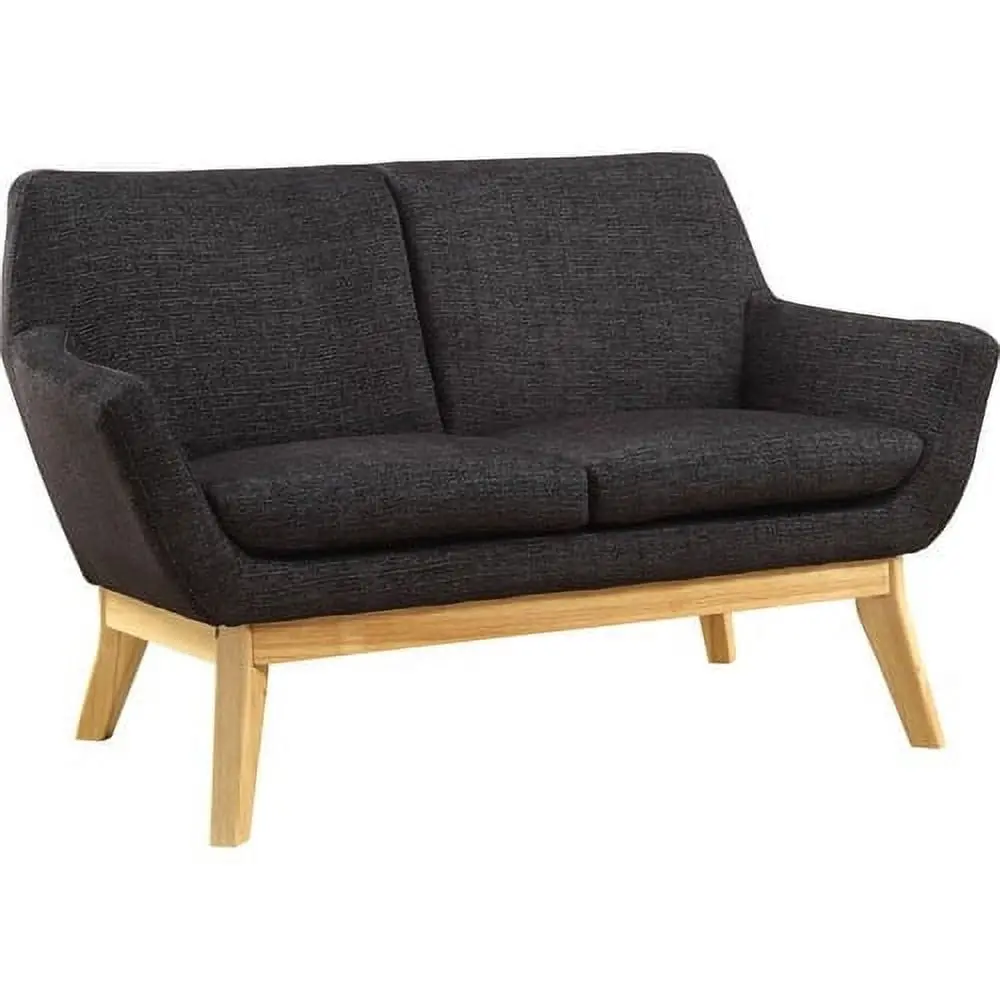 Lorell Quintessence Collection Upholstered Loveseat Black Wood Legs