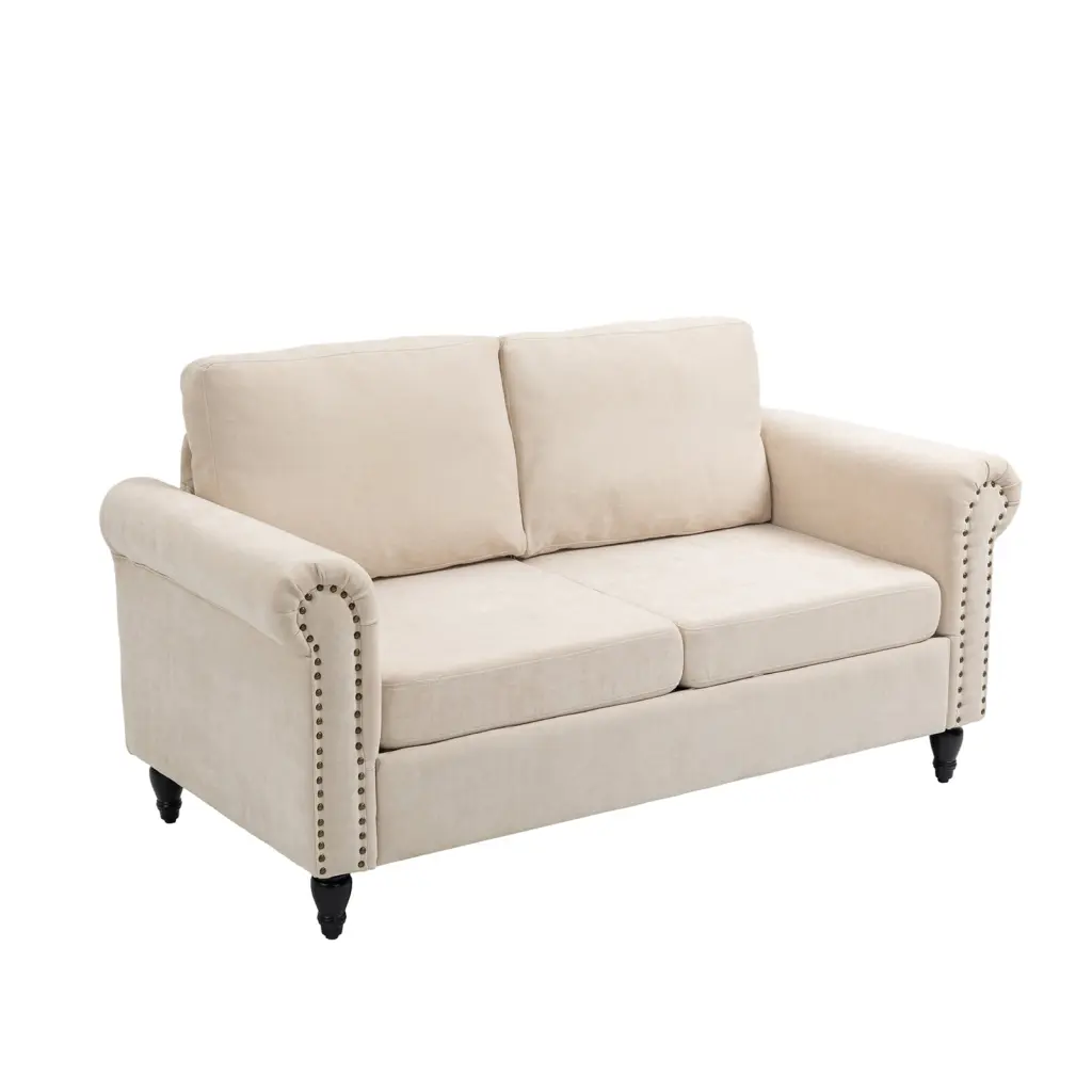 Ltmate 57 Inch Small Modern Loveseat Sofa Back Cushions Living Room Beige