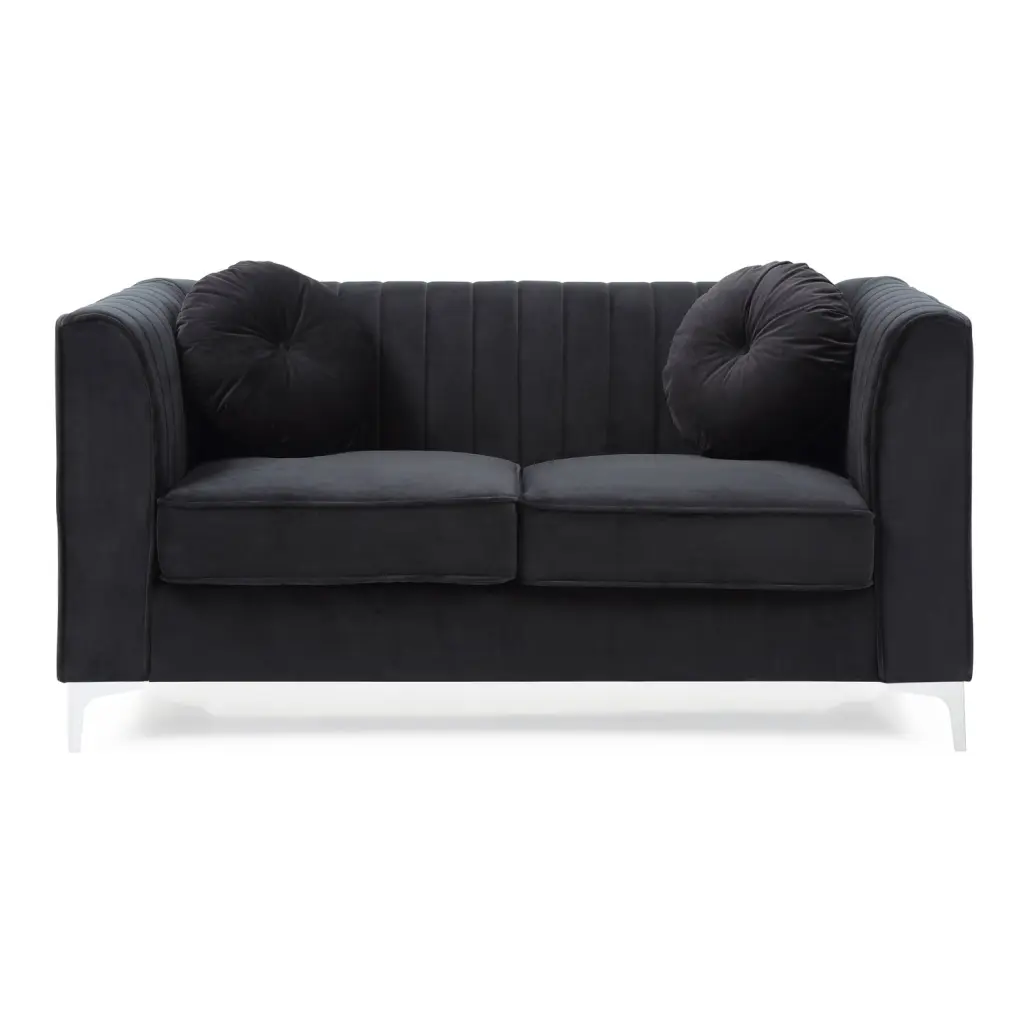 LYKE Home Loveseat Black - Modern Fabric Sofa Living Room