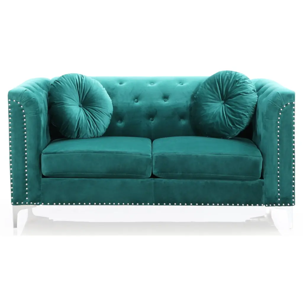 LYKE Home Loveseat Green - Modern Fabric Sofa Living Room