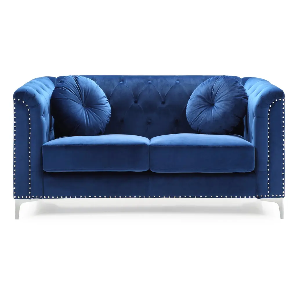 LYKE Home Loveseat Navy Blue - Contemporary Fabric Sofa