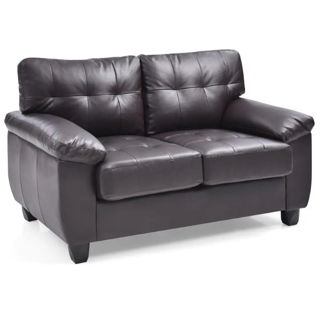 Maklaine Contemporary Faux Leather Loveseat Cappuccino Finish