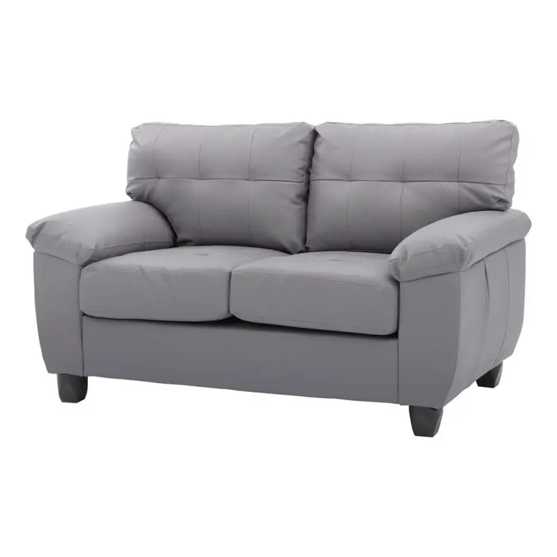 Maklaine 19 Contemporary Faux Leather Upholstered Loveseat Gray