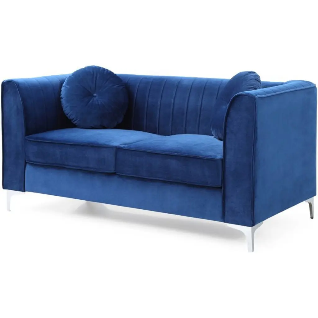 Maklaine Contemporary Soft Velvet Loveseat Navy Blue - Elegant 2-Seater Couch