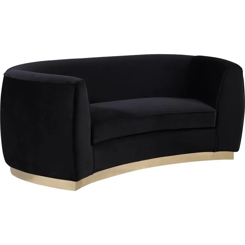 Maklaine Contemporary Velvet Loveseat Black - Modern Small Couch Living Room