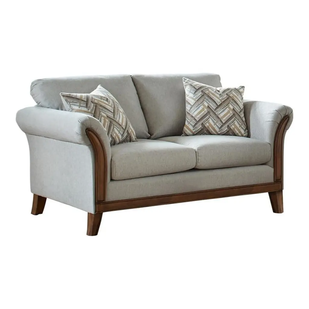 Maklaine Fabric Upholstered Flared Arm Loveseat Platinum and Gray Living Room
