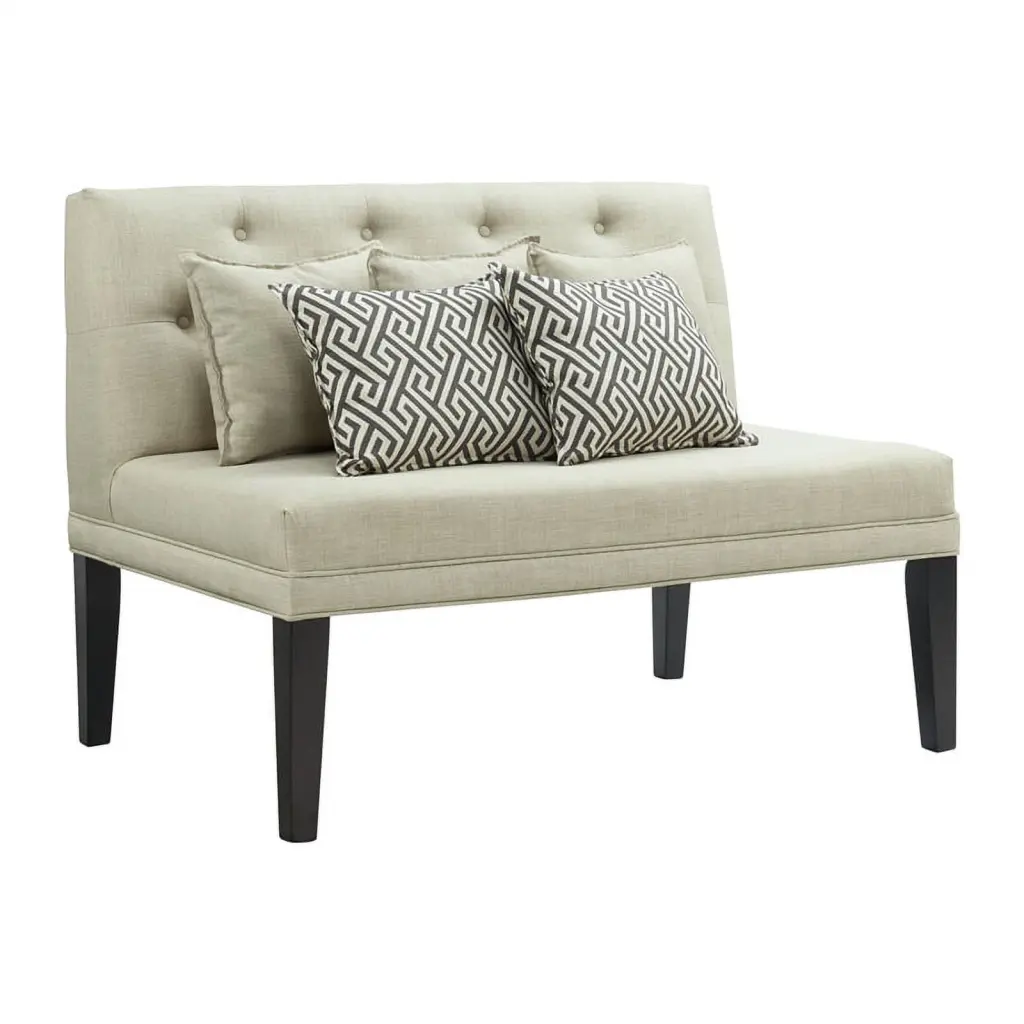 Maklaine Modern Fabric Loveseat Five Pillows Beige Finish