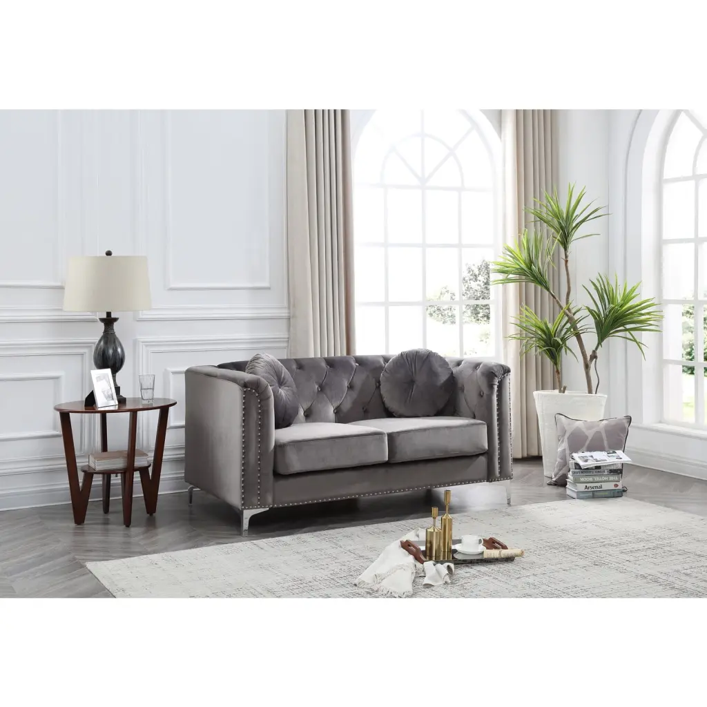 Maykoosh Asian Fusion Dark Gray Loveseat Contemporary Spaces