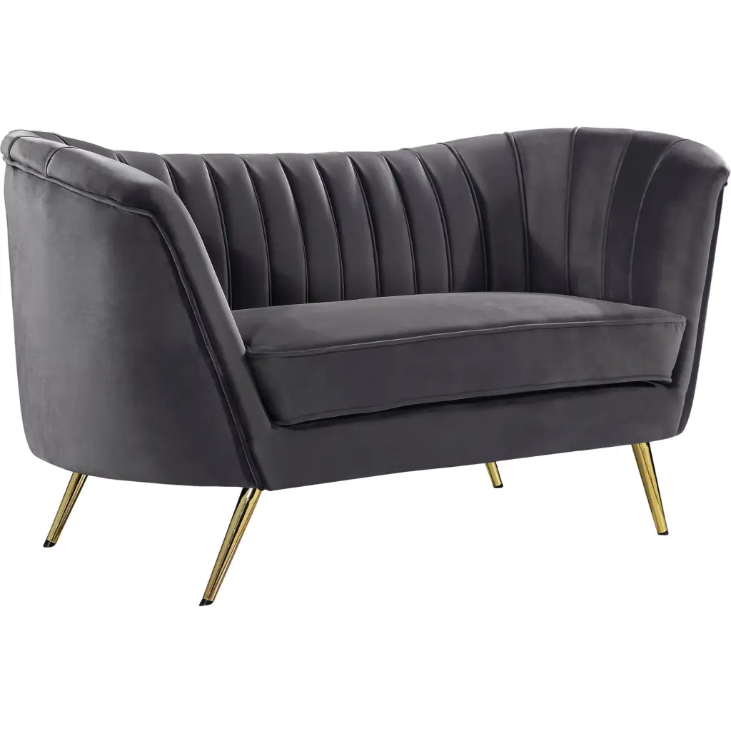 Maykoosh Suburban Soiree Grey Velvet Loveseat Modern Living Room