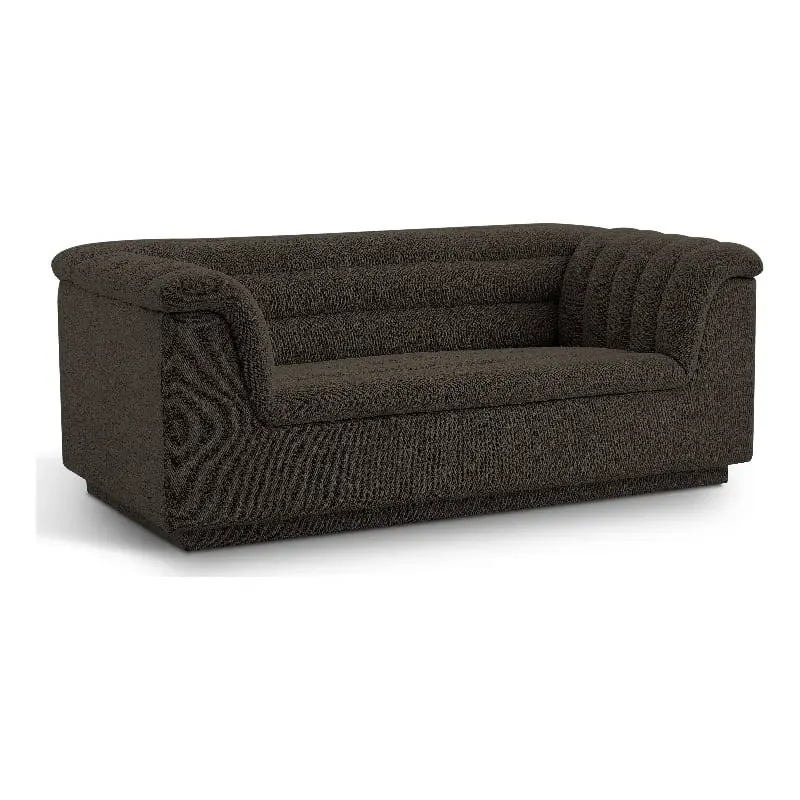 Meridian Furniture Cascade Brown Boucle Fabric Loveseat Modern Design