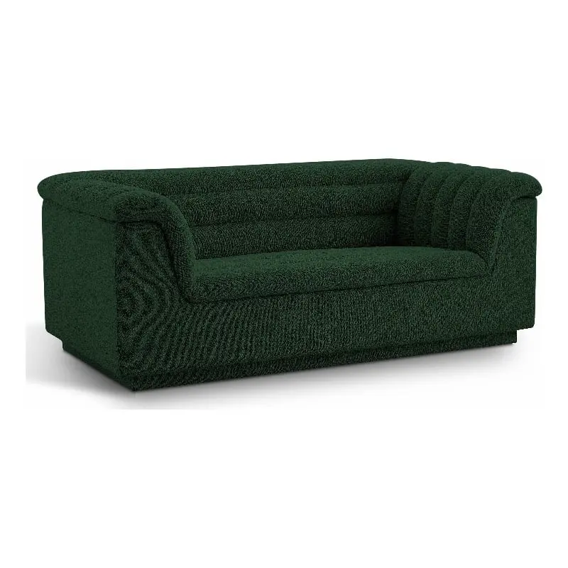 Meridian Furniture Cascade Green Boucle Fabric Loveseat - Modern Living Room Sofa
