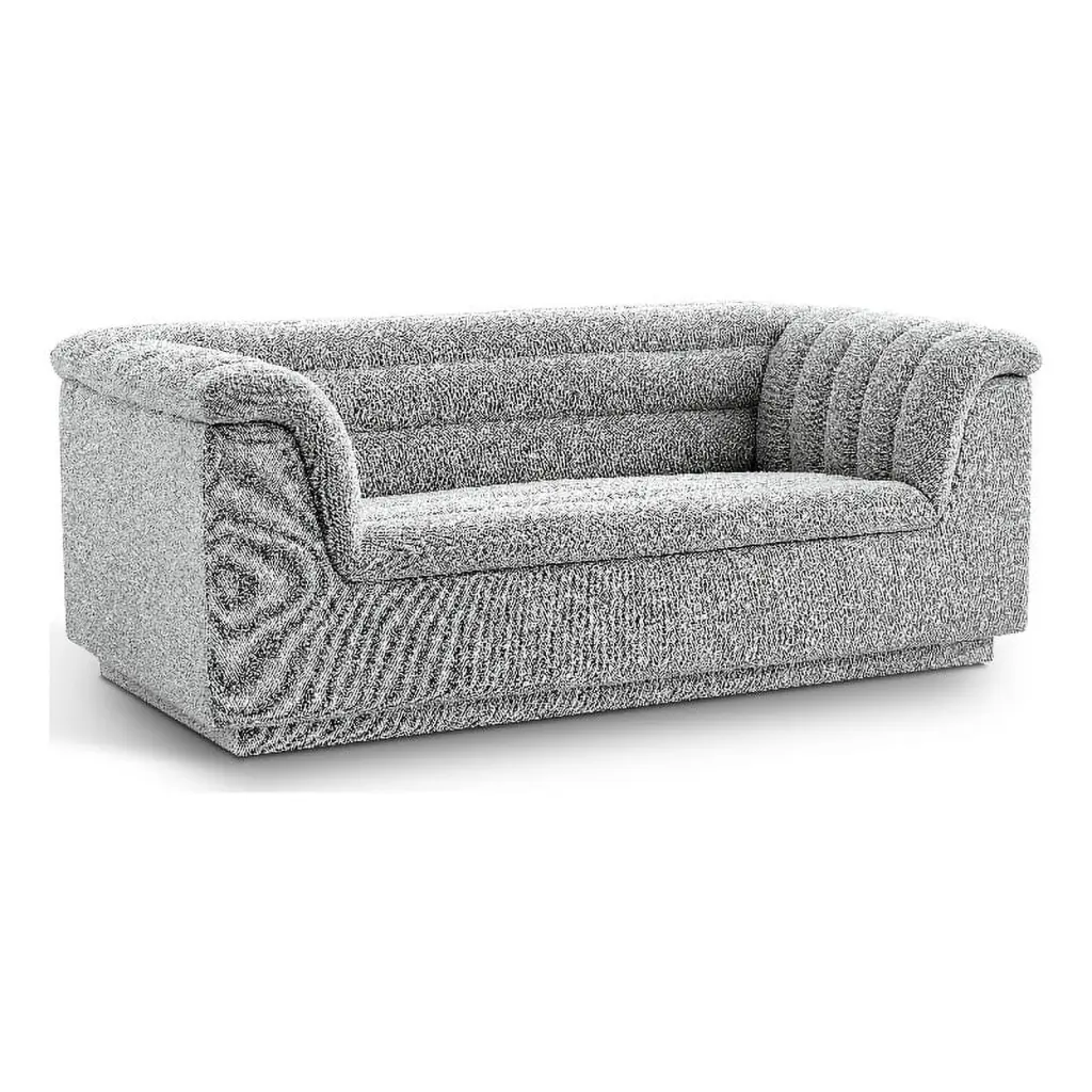 Meridian Furniture Cascade Grey Boucle Fabric Loveseat Contemporary Living Room