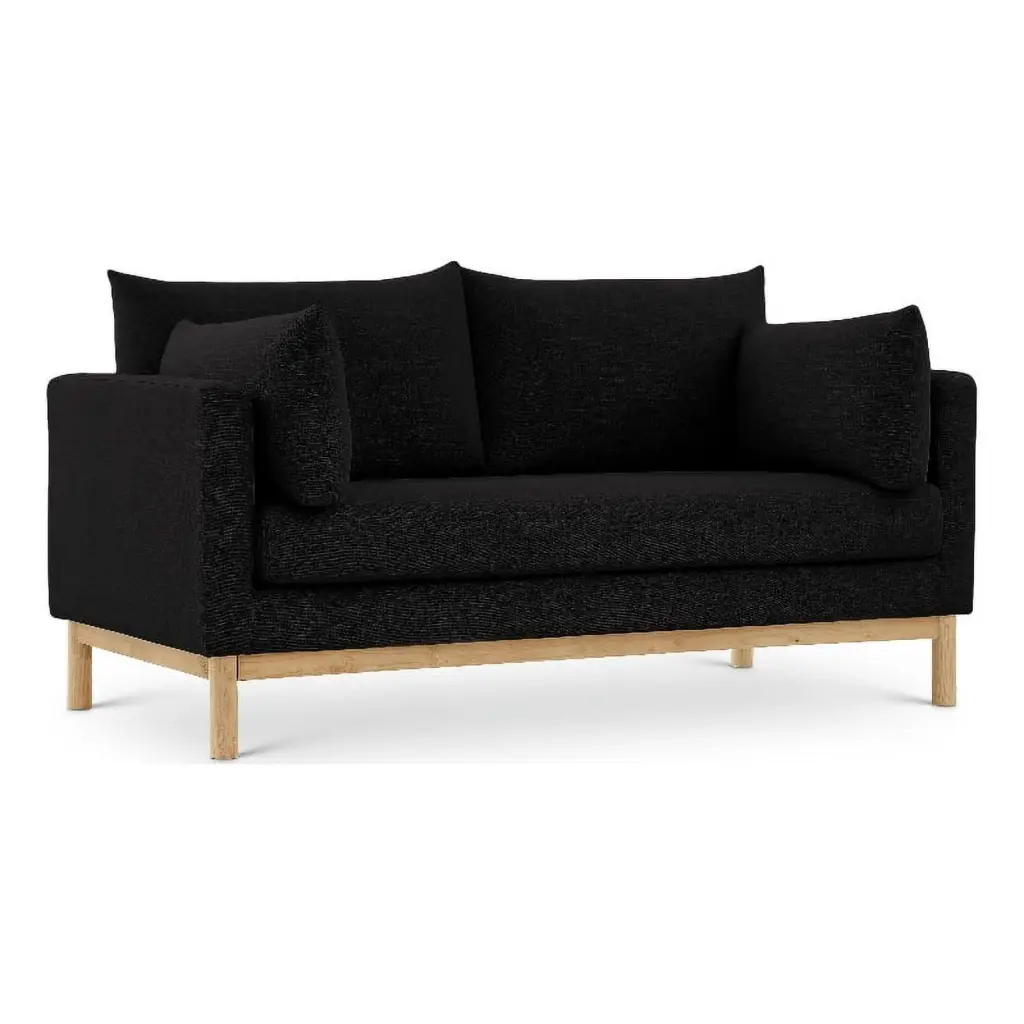 Meridian Furniture Langham Black Linen Textured Fabric Loveseat Modern Living Room