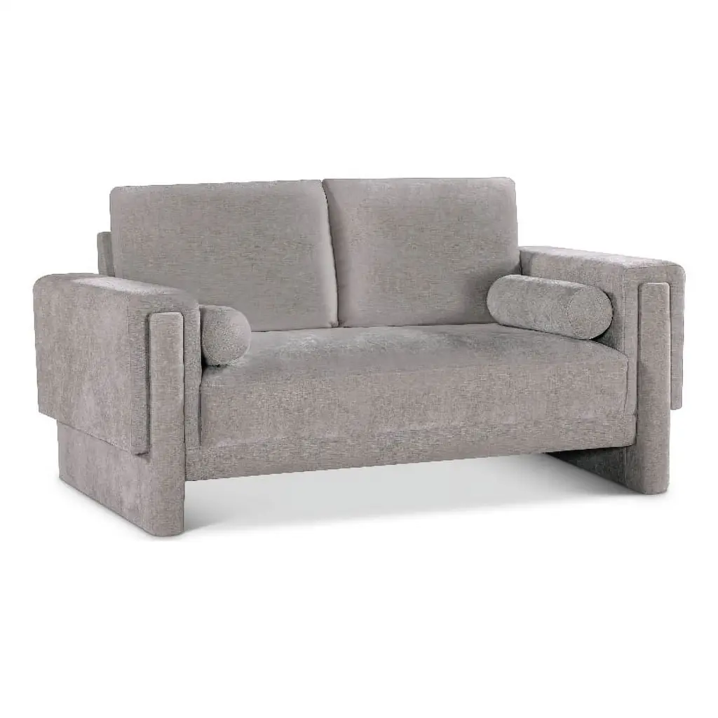 Meridian Furniture Madeline Grey Chenille Fabric Loveseat Elegant Living Room